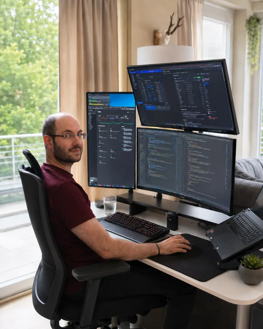 Marcus Blum an seinem Arbeitsplatz