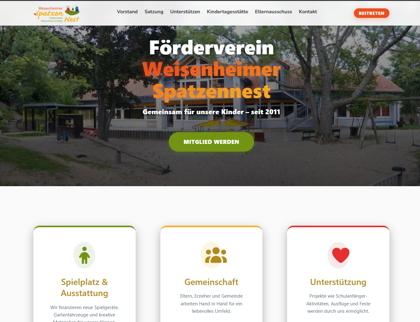 Webseite Förderverein Weisenheimer Spatzennest